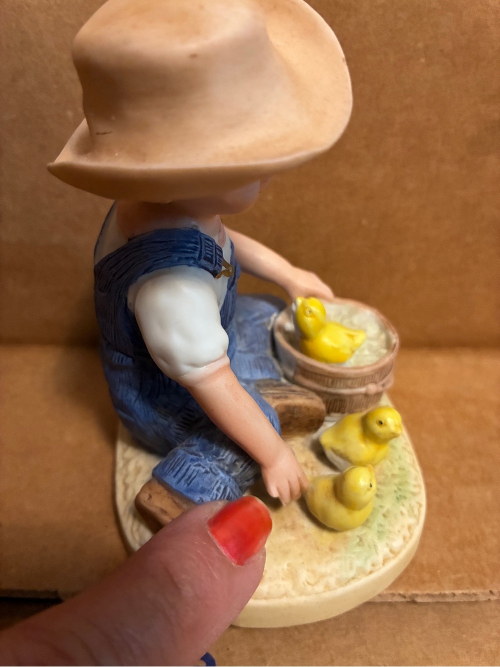 Denim Days Porcelain Boy Danny Figurine with Yellow Chicks Vintage 1985 - Picture 5 of 8